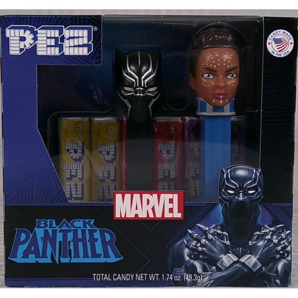 Marvel Black Panther Pez Candy And Dispenser Set Retired 6 Pez Candy Rolls